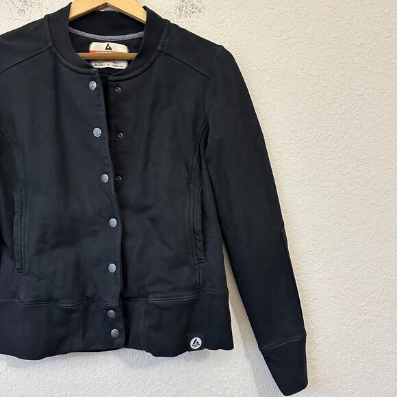 AMERICAN GIANT Baseball Jacket Black Cotton Outdoor Snap Button Bomber - Picture 5 of 13